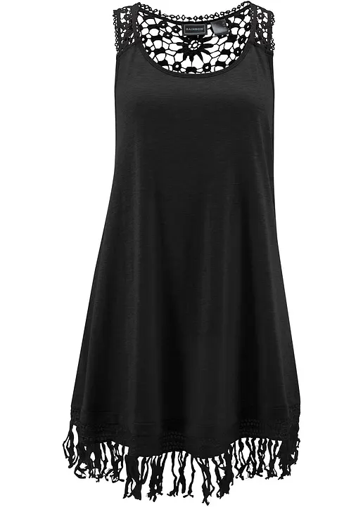 Strand Jerseykleid aus Viskose in schwarz von vorne - bonprix