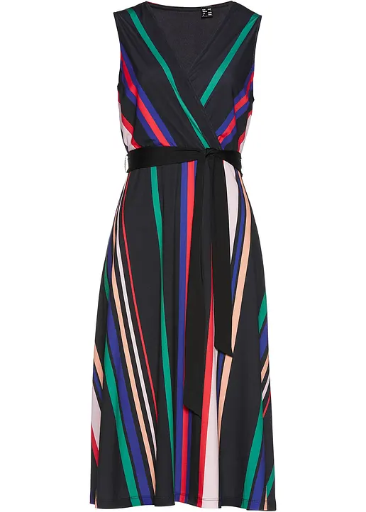 Shirtkleid mit Bindeband in schwarz von vorne - bonprix