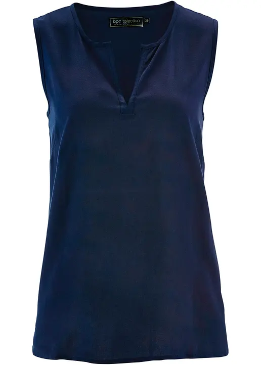 Viskose Blusentop in blau von vorne - bonprix