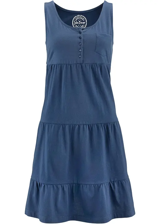 Baumwoll Jerseykleid, kurz in blau - bonprix