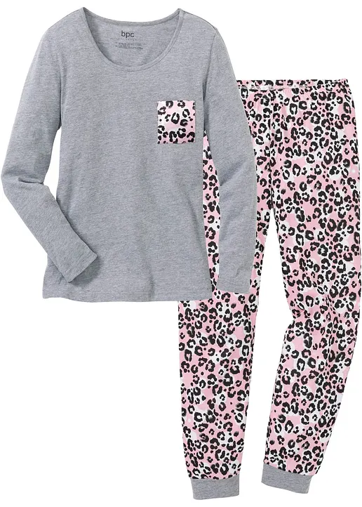 Pyjama in grau von vorne - bonprix