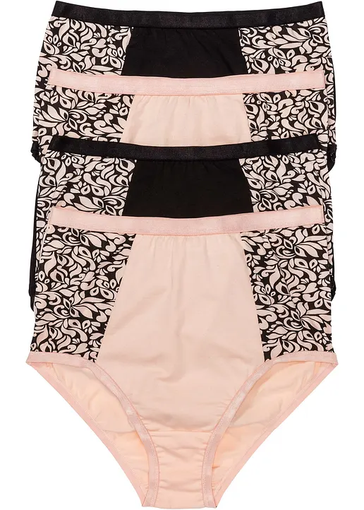Taillenslip mit Bio-Baumwolle (4er Pack) in schwarz von vorne - bonprix