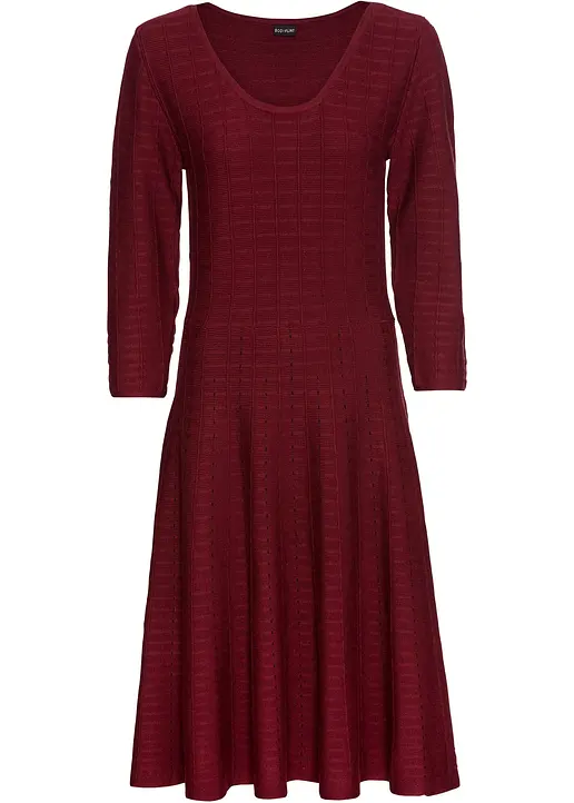 Strickkleid im Streifendesign in rot von vorne - bonprix