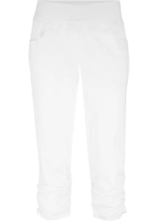 Capri-Hose aus Baumwoll-Mix mit Bequembund in weiß von vorne - bonprix