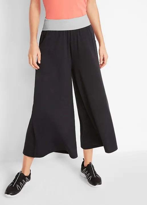 Jersey-Culotte, wadenlang in schwarz von vorne - bonprix