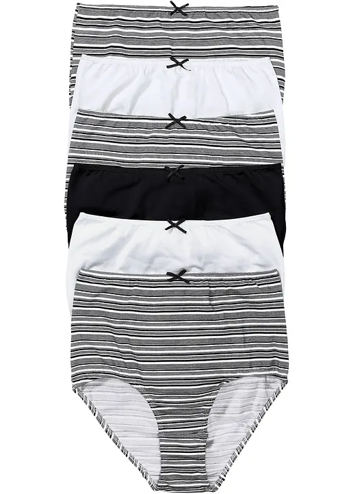 Taillenslip (6er Pack) in schwarz von vorne - bonprix