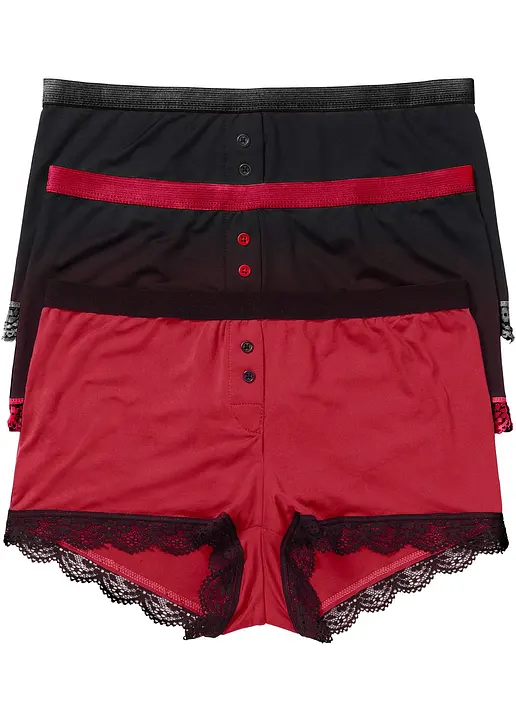 Microfaser Damen Boxer (3er Pack) in schwarz - bonprix