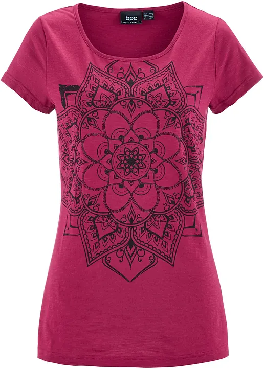 Flammgarn-Shirt, Kurzarm in pink von vorne - bonprix