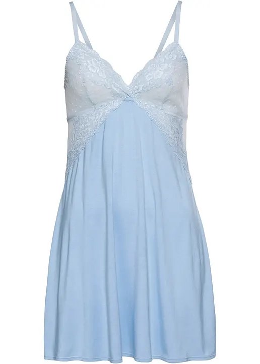 Negligé aus Viskose in blau von vorne - bonprix
