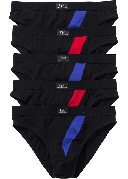 Slip (5er Pack) in schwarz von vorne - bonprix