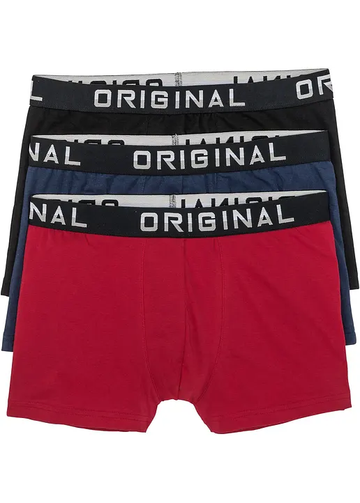 Boxershorts eng (3er Pack) in rot von vorne - bonprix