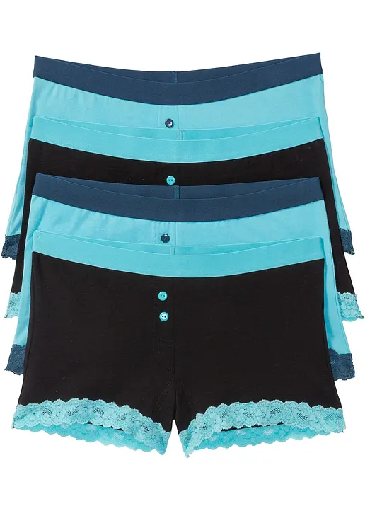 Damen Boxer (4er Pack) in blau von vorne - bonprix