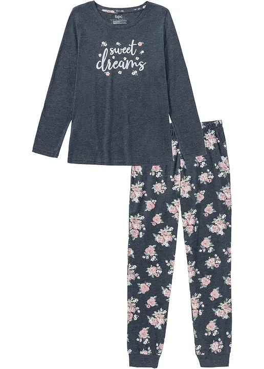 Pyjama in blau von vorne - bonprix