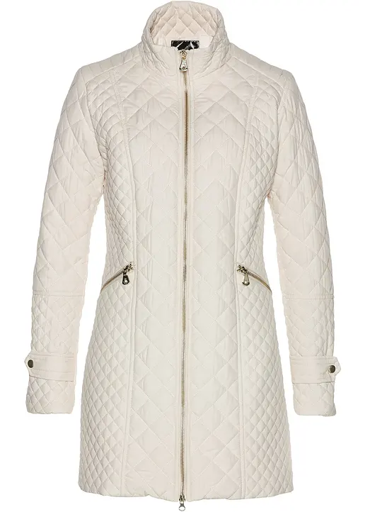 Kurz-Steppmantel in beige von vorne - bonprix