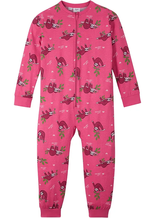 Schlafoverrall mit Bio-Baumwolle in pink von vorne - bonprix