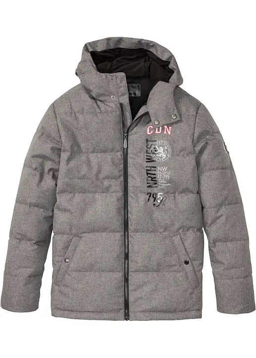 Warm wattierte Outdoorjacke in grau von vorne - bonprix