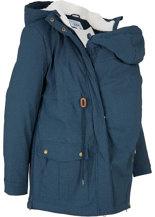 3-in-1 kuschelig gefütterte Umstands- und Tragejacke in blau von der Seite - bonprix