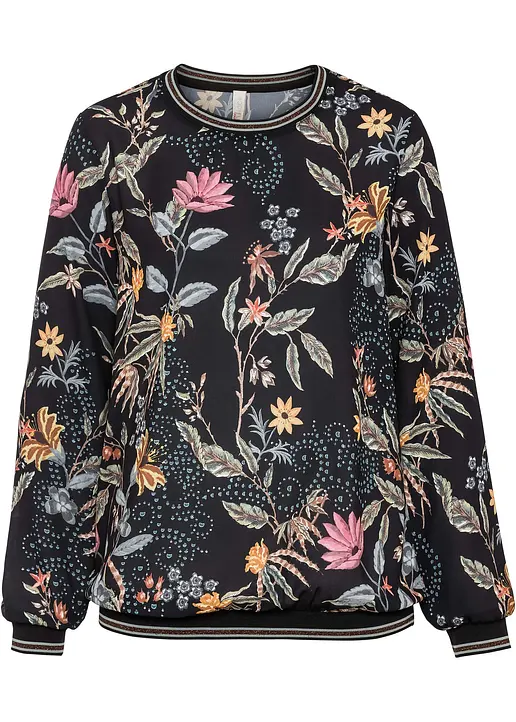 Blusenshirt in schwarz von vorne - bonprix