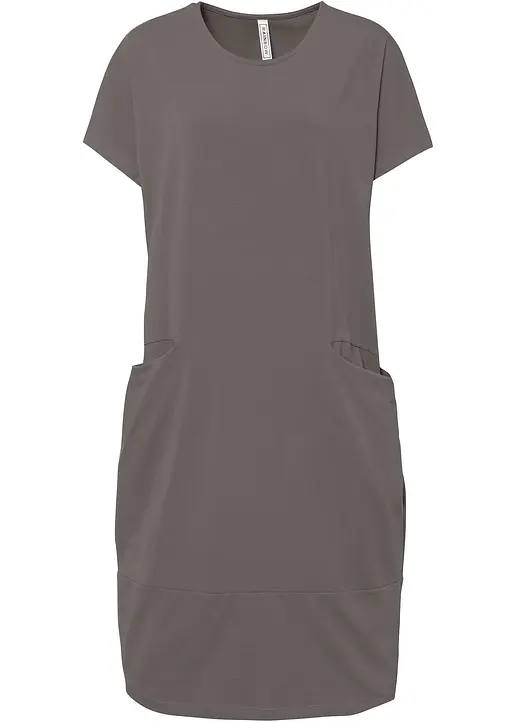 Jerseykleid mit Taschen in grau von vorne - bonprix