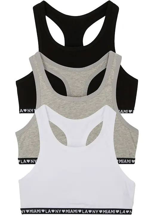 Bustier (3er Pack) in schwarz von vorne - bonprix
