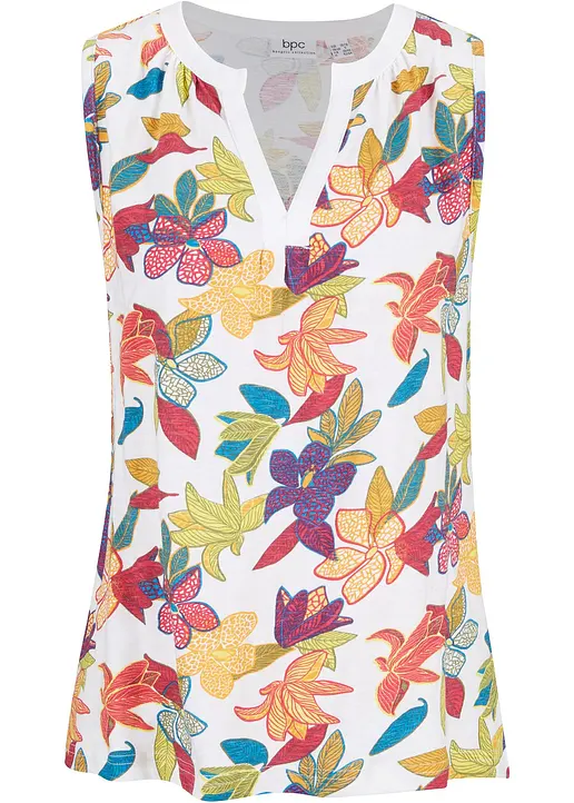 Bedrucktes Jersey-Top in weiß von vorne - bonprix