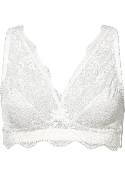 Bralette ohne Bügel mit weicher Bio-Baumwolle in weiß von vorne - bonprix