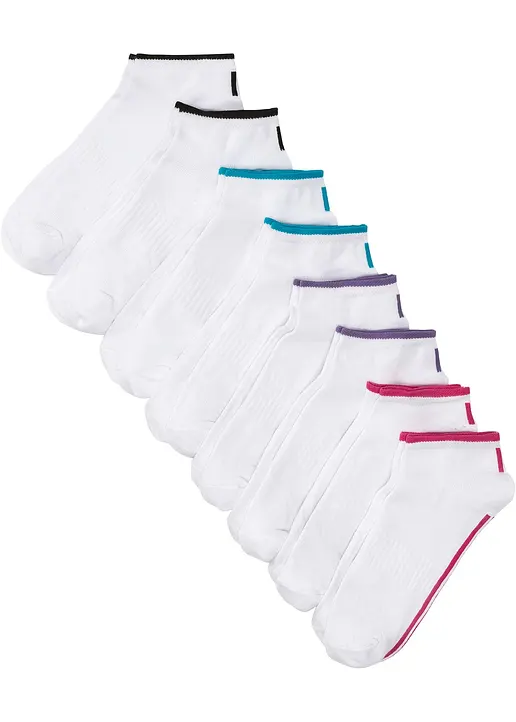 Sneakersocken (8er Pack) mit Bio-Baumwolle in weiß - bonprix