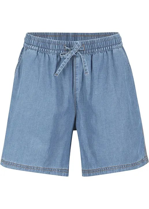 Leichte Denim Shorts mit Leinen in blau von vorne - bonprix