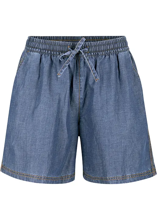 Leichte Denim Shorts mit Leinen in blau von vorne - bonprix