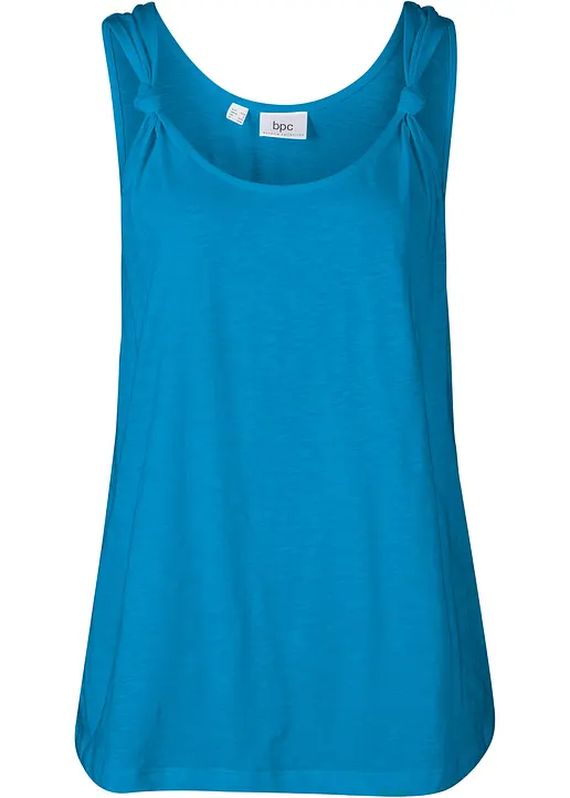 Baumwoll Top mit Knotendetails in blau von vorne - bonprix