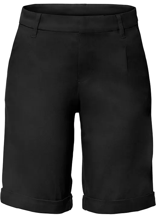 Stretch-Bermuda in schwarz von vorne - bonprix