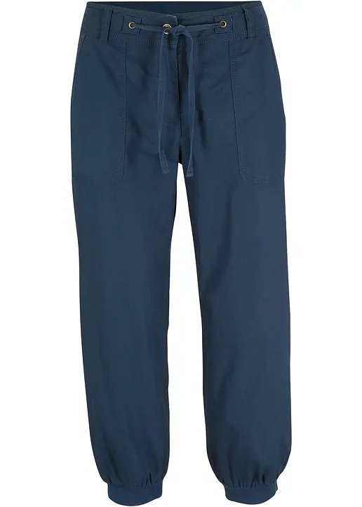 3/4 Hose aus Baumwoll-Leinen-Mix in blau von vorne - bonprix