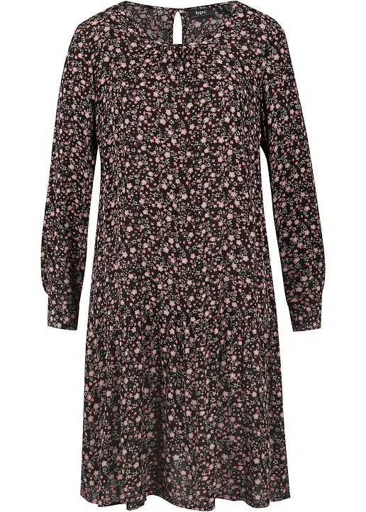 Kleid aus fließender Viskose in schwarz von vorne - bonprix