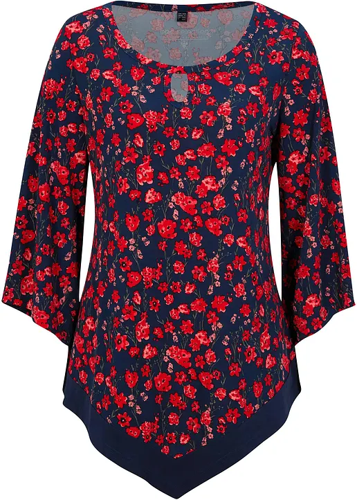 Shirt-Tunika in blau von vorne - bonprix