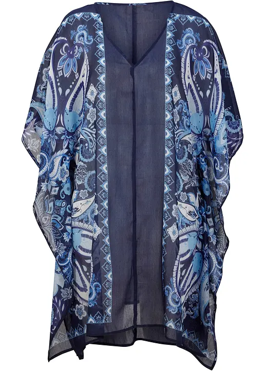 Transparente Strand Tunika in blau von vorne - bonprix