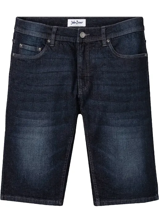 Stretch-Jeans-Bermuda mit verstärktem Schritt, Regular Fit in blau von vorne - bonprix