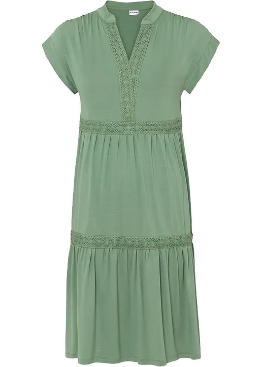 Tunika-Kleid aus softem Viskose-Mix in grün von vorne - bonprix