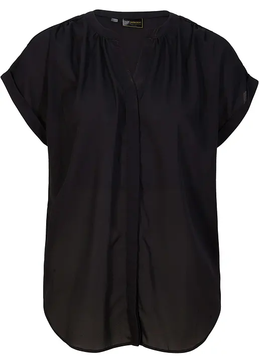 Tunikabluse Georgette in schwarz von vorne - bonprix