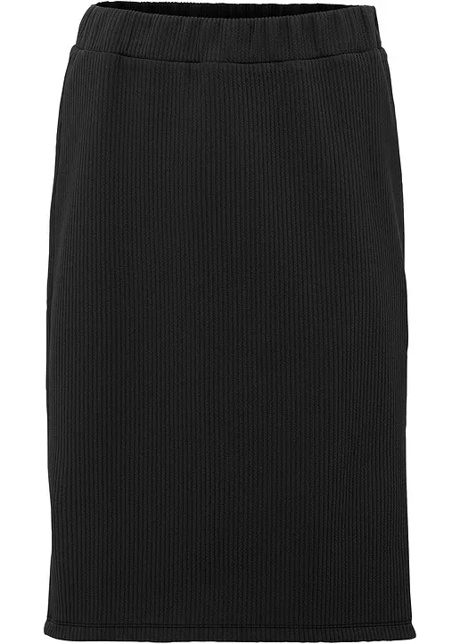Rock mit seitlichem Schlitz in schwarz von vorne - bonprix