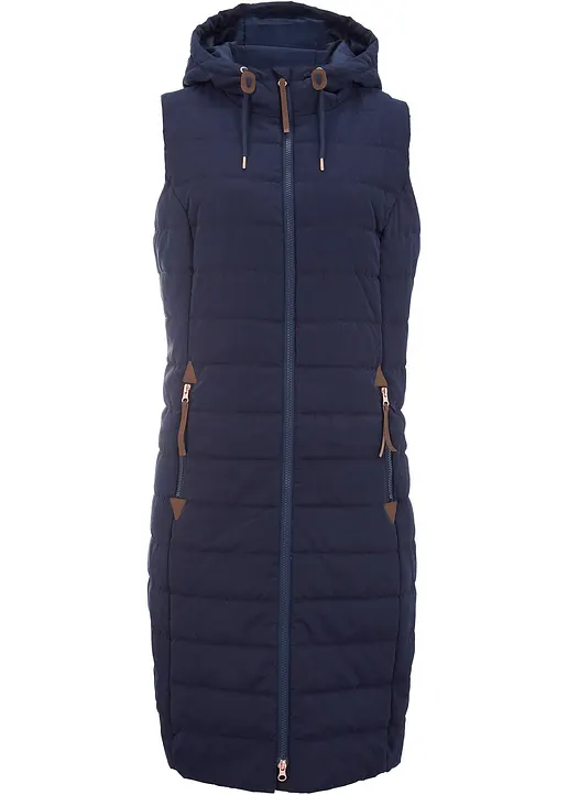 Longsteppweste in blau von vorne - bonprix