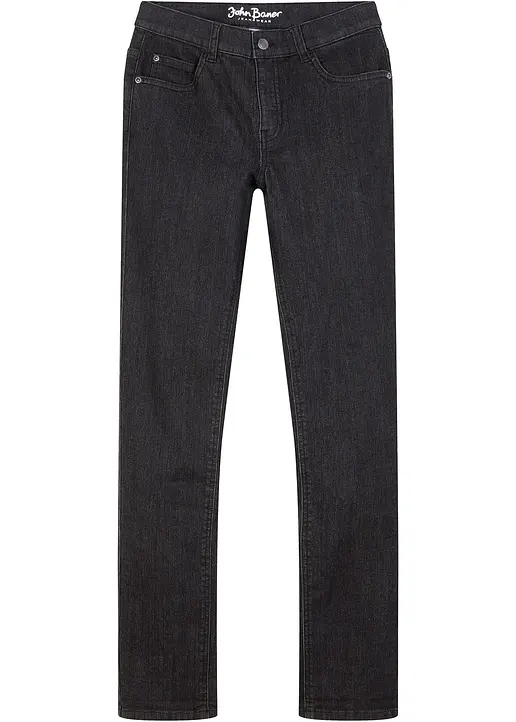 Slim Fit Stretch-Jeans, Straight in schwarz von vorne - bonprix