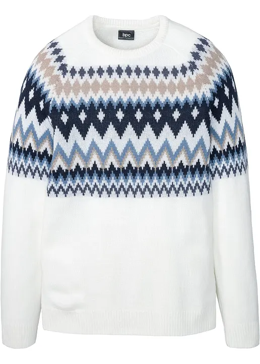 Norweger-Pullover in weiß von vorne - bonprix