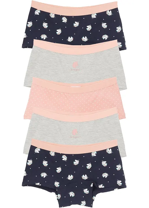 Mädchen Panty mit Bio-Baumwolle (5er Pack) in blau von vorne - bonprix