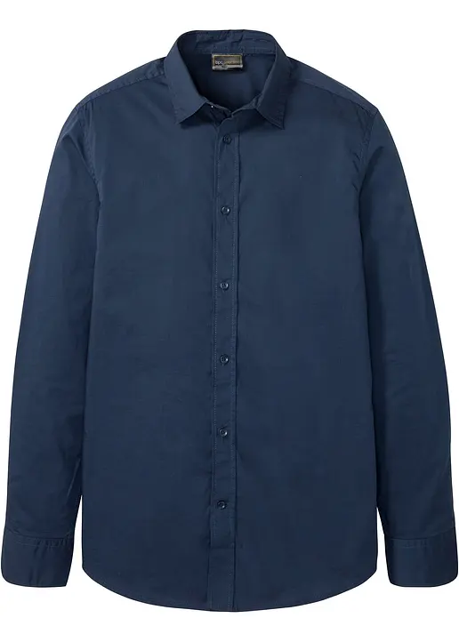 Business-Hemd mit Stretch, Slim Fit in blau von vorne - bonprix