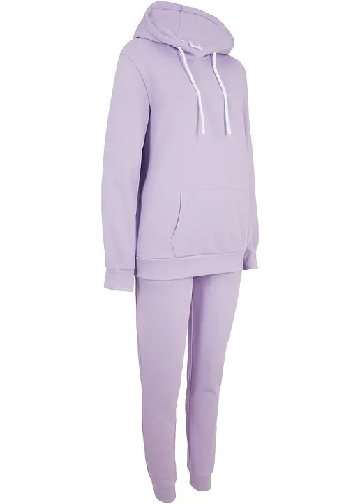 Jogginganzug mit Baumwolle (2-tlg.Set) in lila von vorne - bonprix