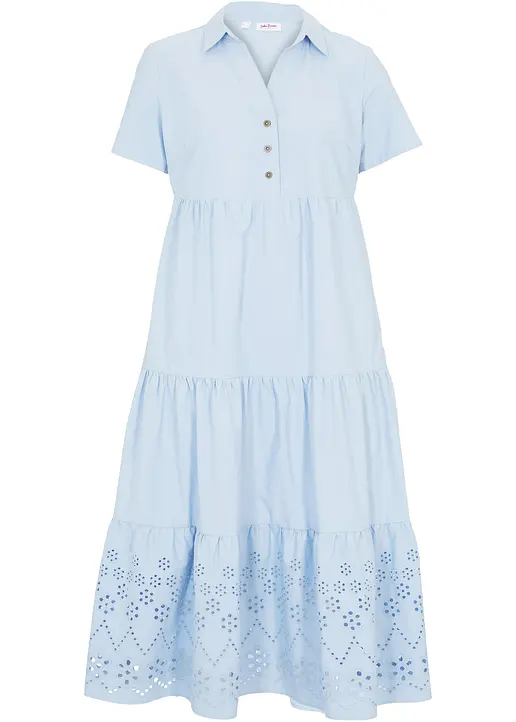 Tunika-Kleid mit Lochstickerei in blau von vorne - bonprix