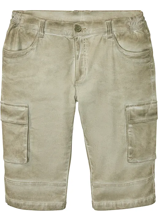 Cargo-Long-Bermuda mit Komfortschnitt, Regular Fit in grün von vorne - bonprix