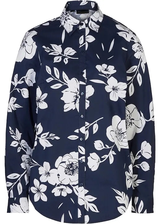 Bluse mit floralem Muster in blau von vorne - bpc selection