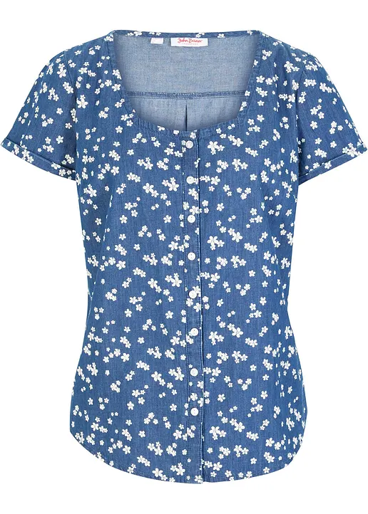 Jeansbluse aus Bio Baumwolle in blau von vorne - bonprix