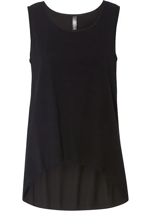 Long-Top aus Bio-Baumwolle in schwarz von vorne - bonprix